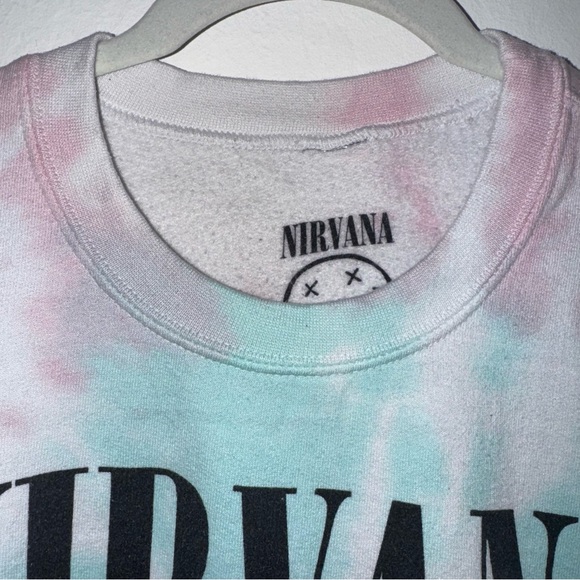 Nirvana Sweatshirt Pastel Tie Dye Women’s Lg Pink Blue - Picture 3 of 5